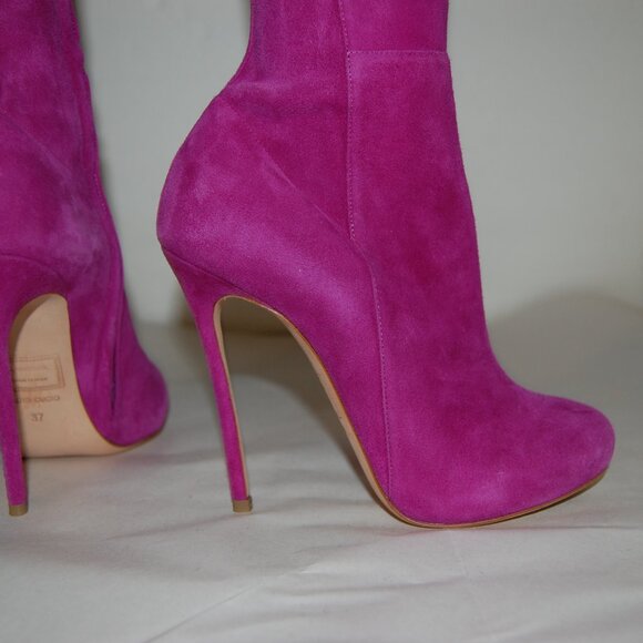 37/7❤️ DSQUARED2 Stretch Suede Leather Over Knee High Heels Mid Calf Tall BOOTS - Picture 11 of 14